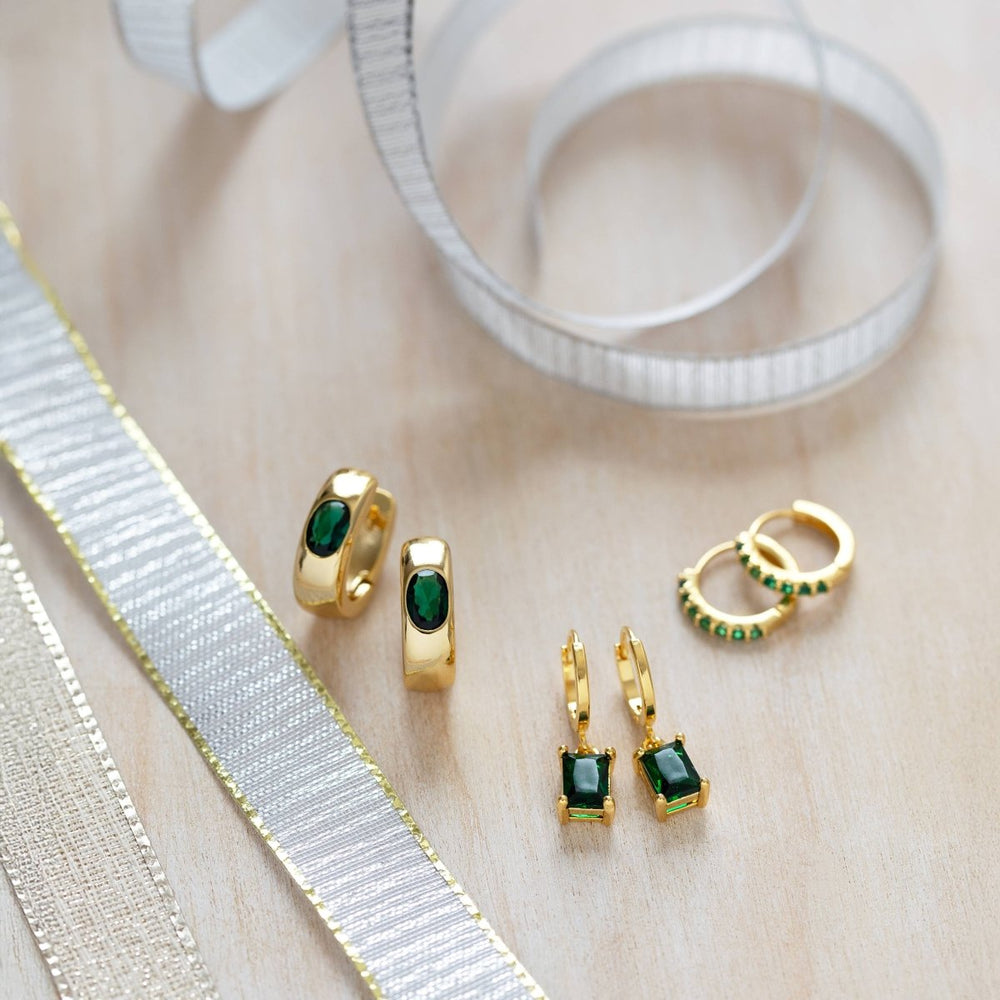 Emerald Green Chunky Hoop Earrings