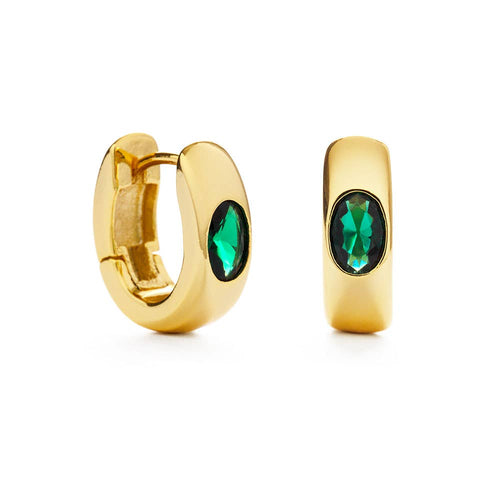 Emerald Green Chunky Hoop Earrings