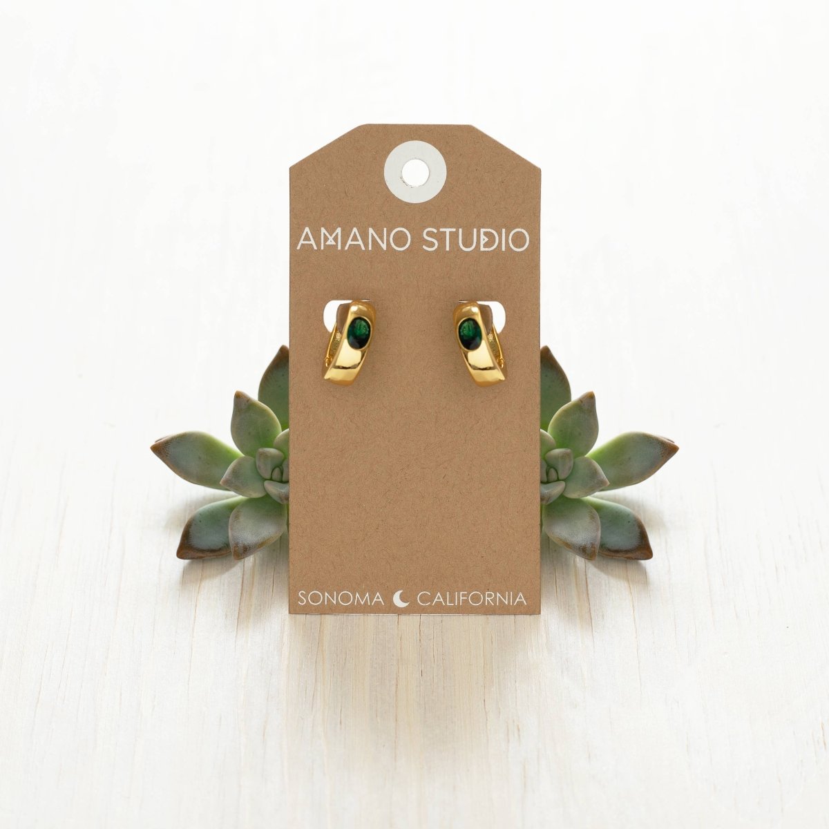 Emerald Green Chunky Hoop Earrings