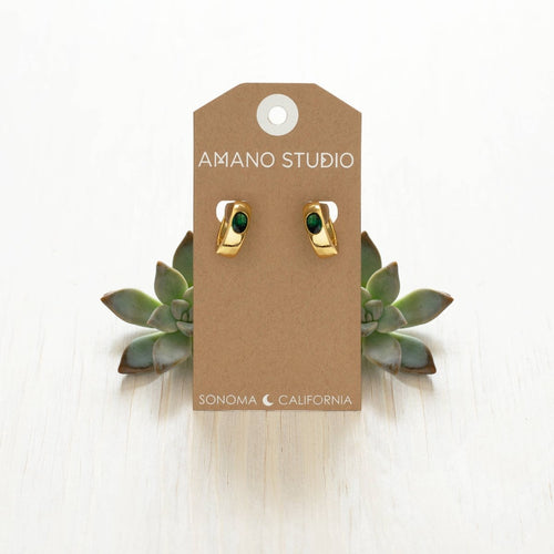 Emerald Green Chunky Hoop Earrings