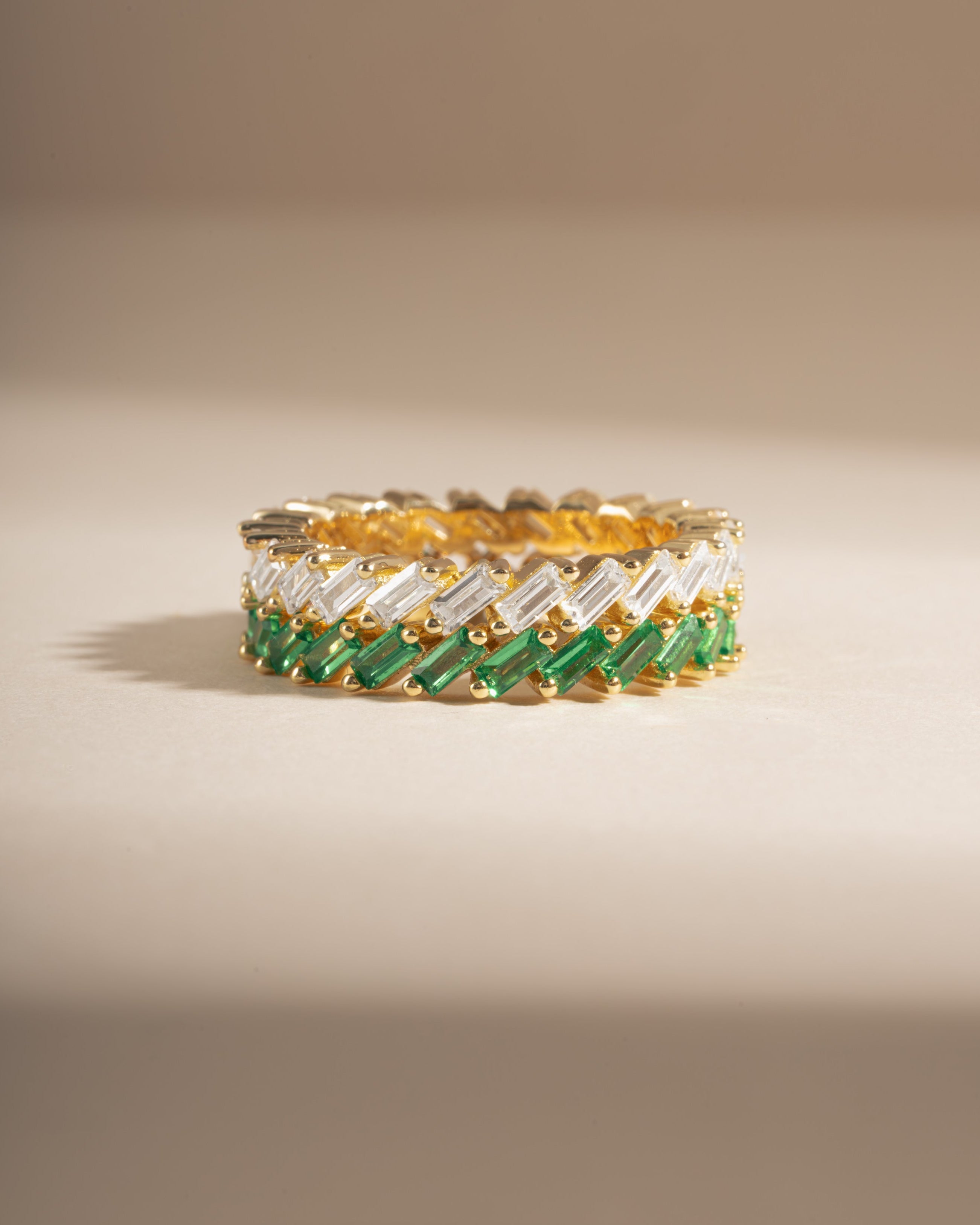 Slanted White CZ Baguette Ring