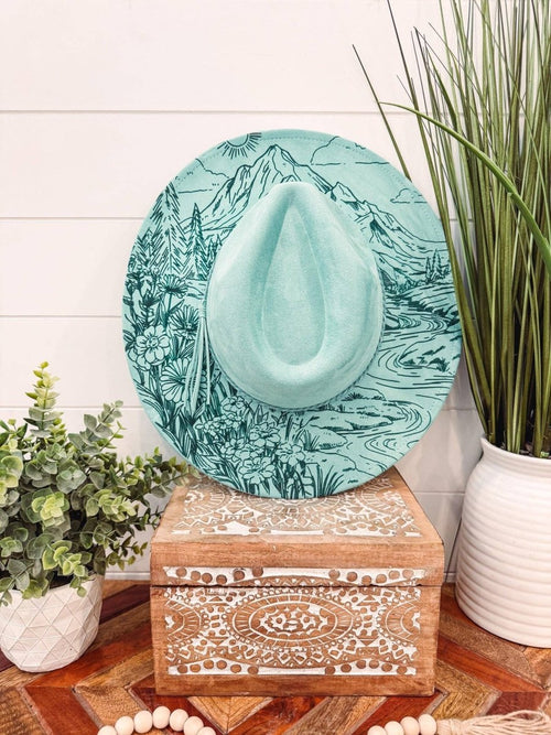 Engraved Floral Mountain Hat by Willie & Dolly Designs