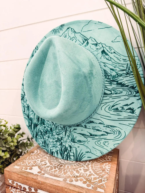 Engraved Floral Mountain Hat by Willie & Dolly Designs
