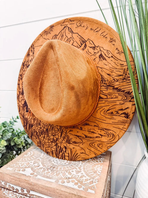 Engraved Floral Mountain Hat by Willie & Dolly Designs
