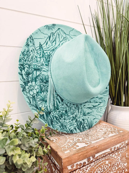 Engraved Floral Mountain Hat by Willie & Dolly Designs