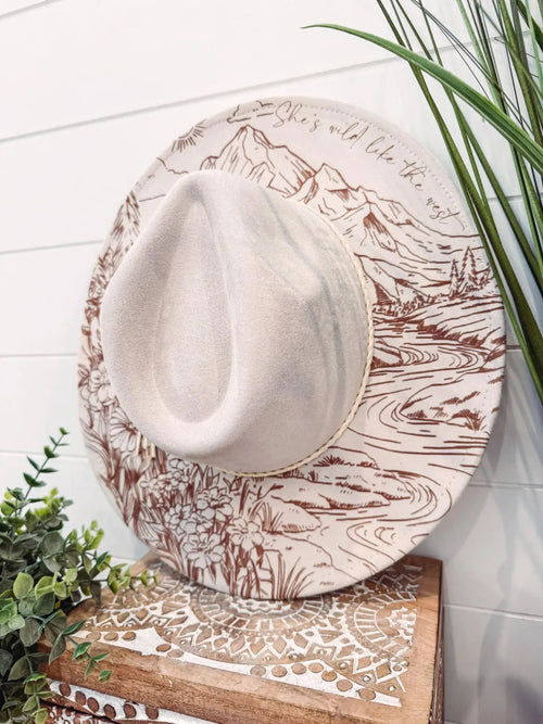 Engraved Floral Mountain Hat by Willie & Dolly Designs