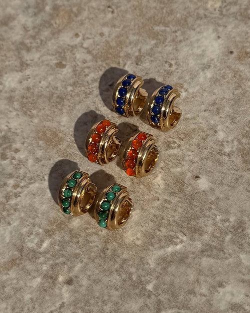 Evy Raised Malachite Gemstone Hoops Earrings by Mod + Jo
