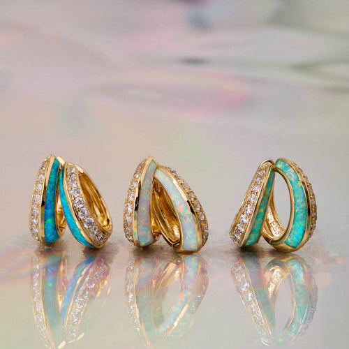 Daze Huggies- Blue Opal by Elizabeth Stone Jewelry