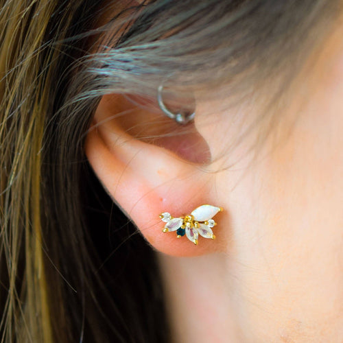 Opal & Diamond Butterfly Studs by La Kaiser