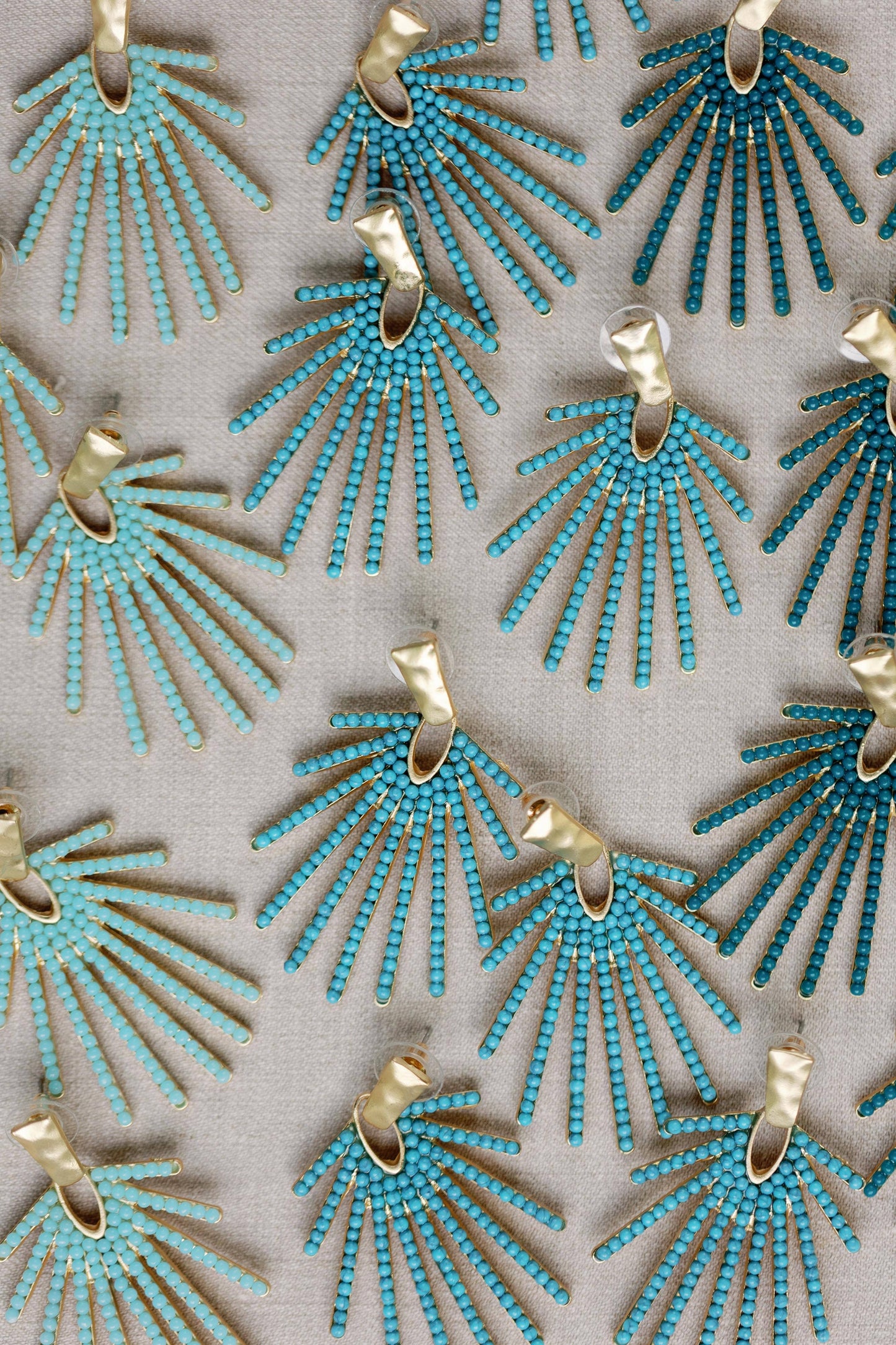 Light Turquoise Sunburst Statement Drop Earrings 2 Inch