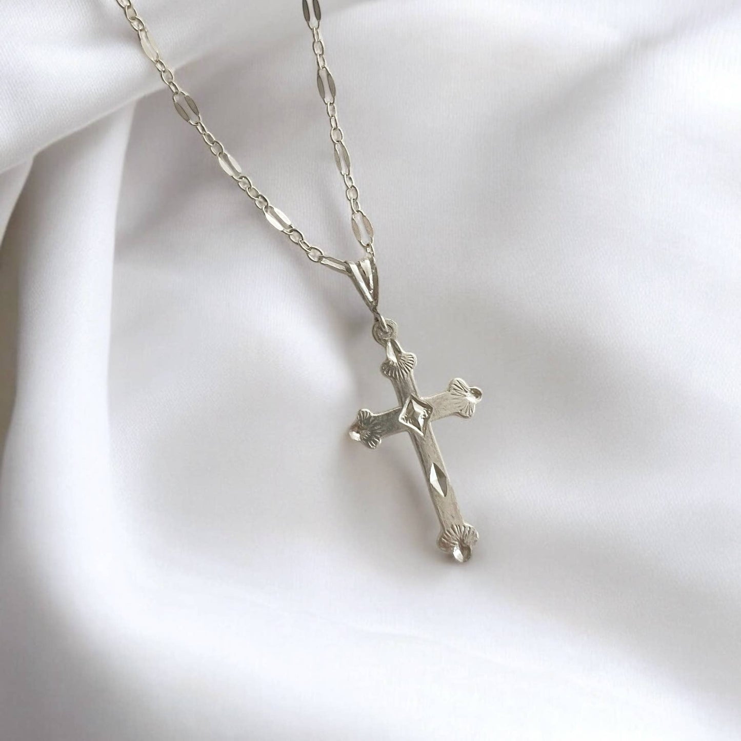 Risen Religious Cross Necklace Gold Filled Sterling Silver: Silver