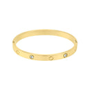 Feeling Lucky 14K Gold and CZ Clover Bangle Bracelet