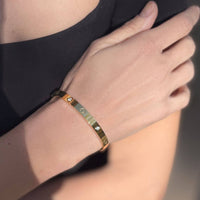 Feeling Lucky 14K Gold and CZ Clover Bangle Bracelet