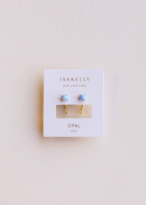 Fire Opal Huggie Earrings by JaxKelly