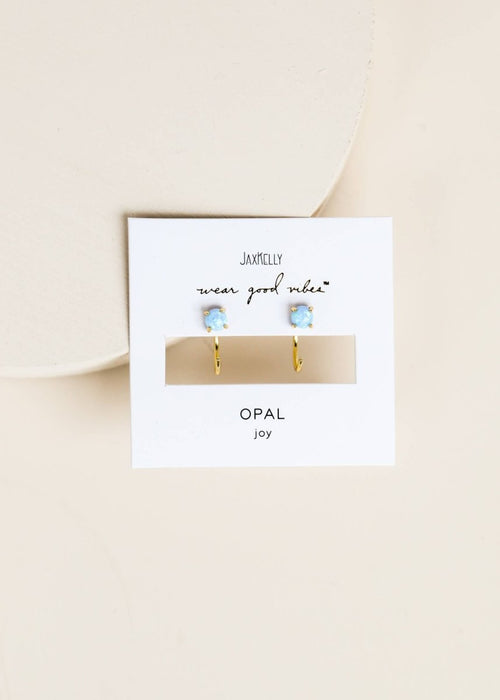 Fire Opal Huggie Earrings by JaxKelly