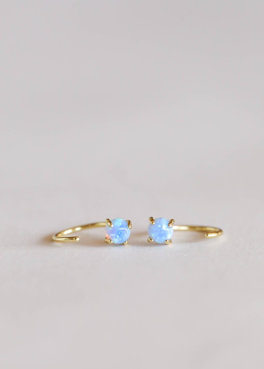 Fire Opal Huggie Earrings