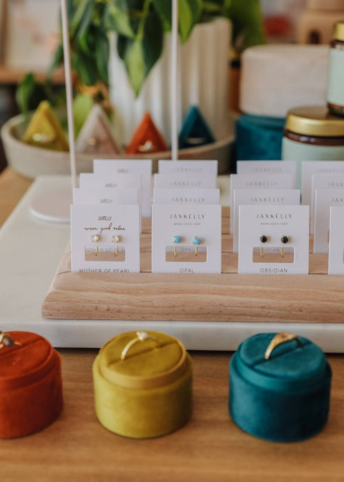 Fire Opal Huggie Earrings by JaxKelly