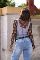 Free People Grey Two Tone Lady Lux Top