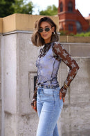 Free People Grey Two Tone Lady Lux Top