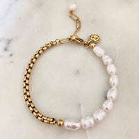 Freshwater Pearls and Gold Chain Bracelet for Elegant Style - Red Bird Road