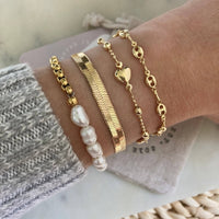 Freshwater Pearls and Gold Chain Bracelet for Elegant Style - Red Bird Road