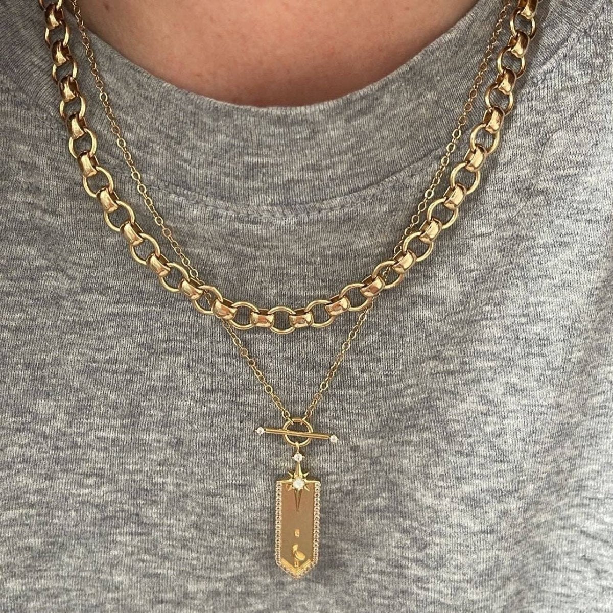 Galaxy Pendant- Golden Necklaces by Elizabeth Stone Jewelry