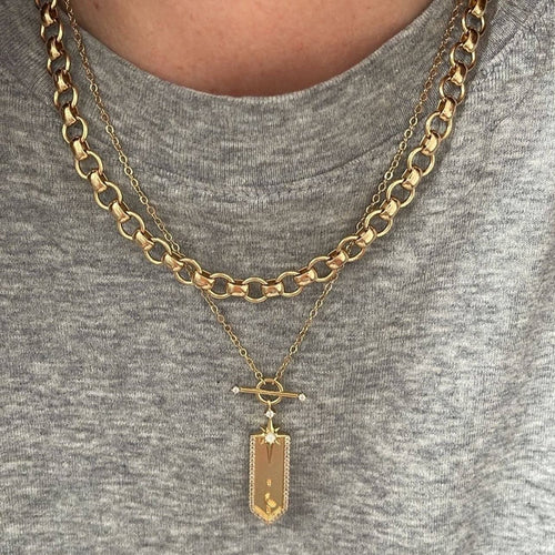 Galaxy Pendant- Golden Necklaces by Elizabeth Stone Jewelry