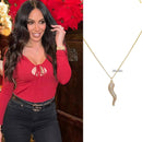Gia Large Pave Italian Horn Cornicello Necklace in Silver