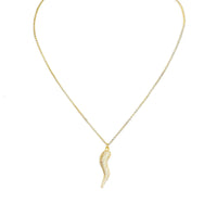 Gia Large Pave Italian Horn Cornicello Necklace in Silver