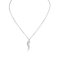 Gia Large Pave Italian Horn Cornicello Necklace in Silver