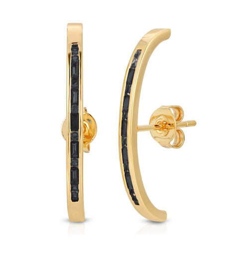 Gold and Black Baguette CZ Suspension Hoops - Red Bird Road