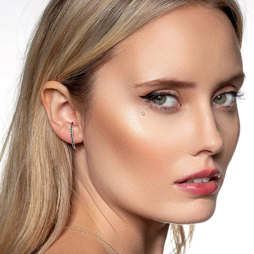 Gold and Black Baguette CZ Suspension Hoops - Red Bird Road
