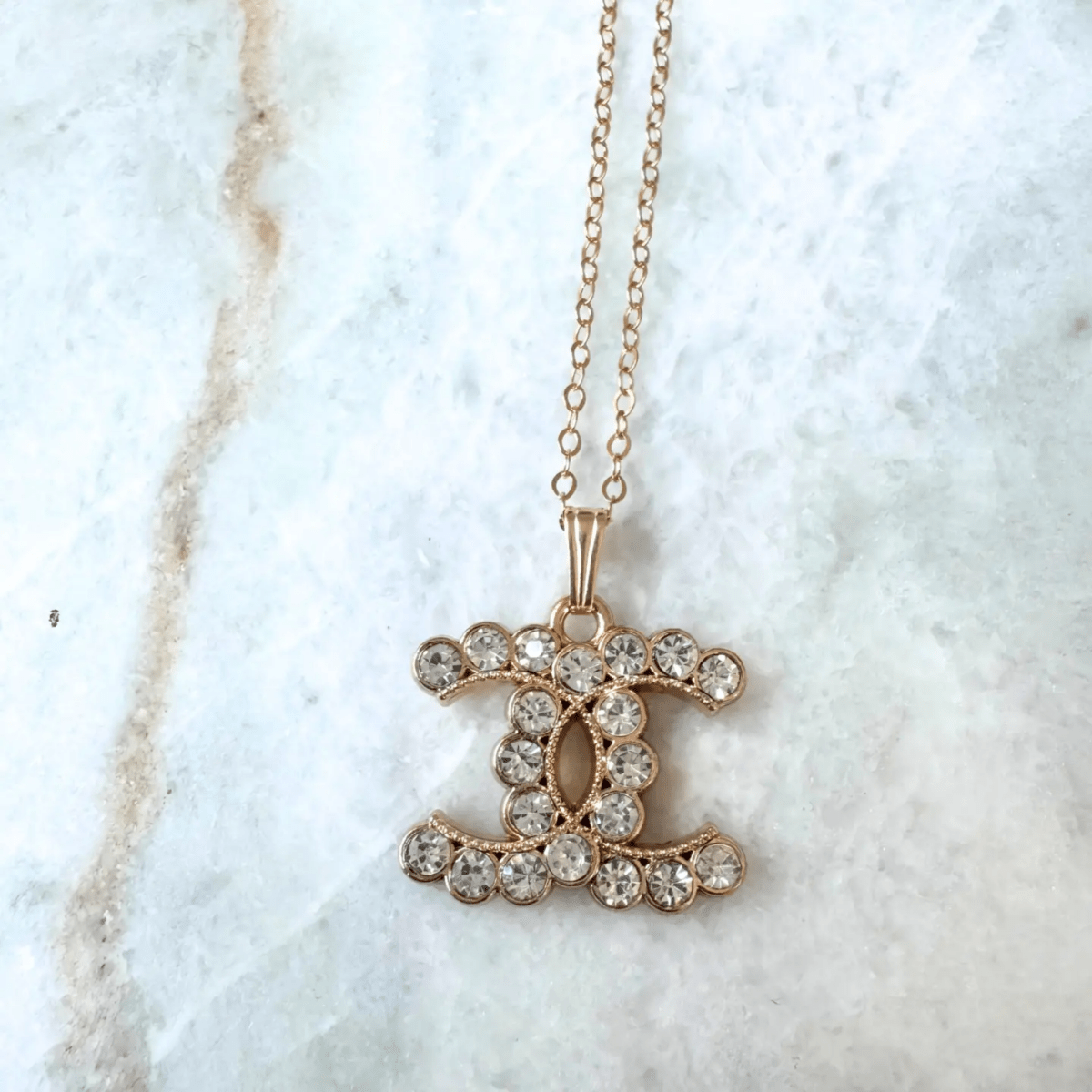 Gold and Crystal CC Necklace