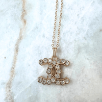 Gold and Crystal CC Necklace