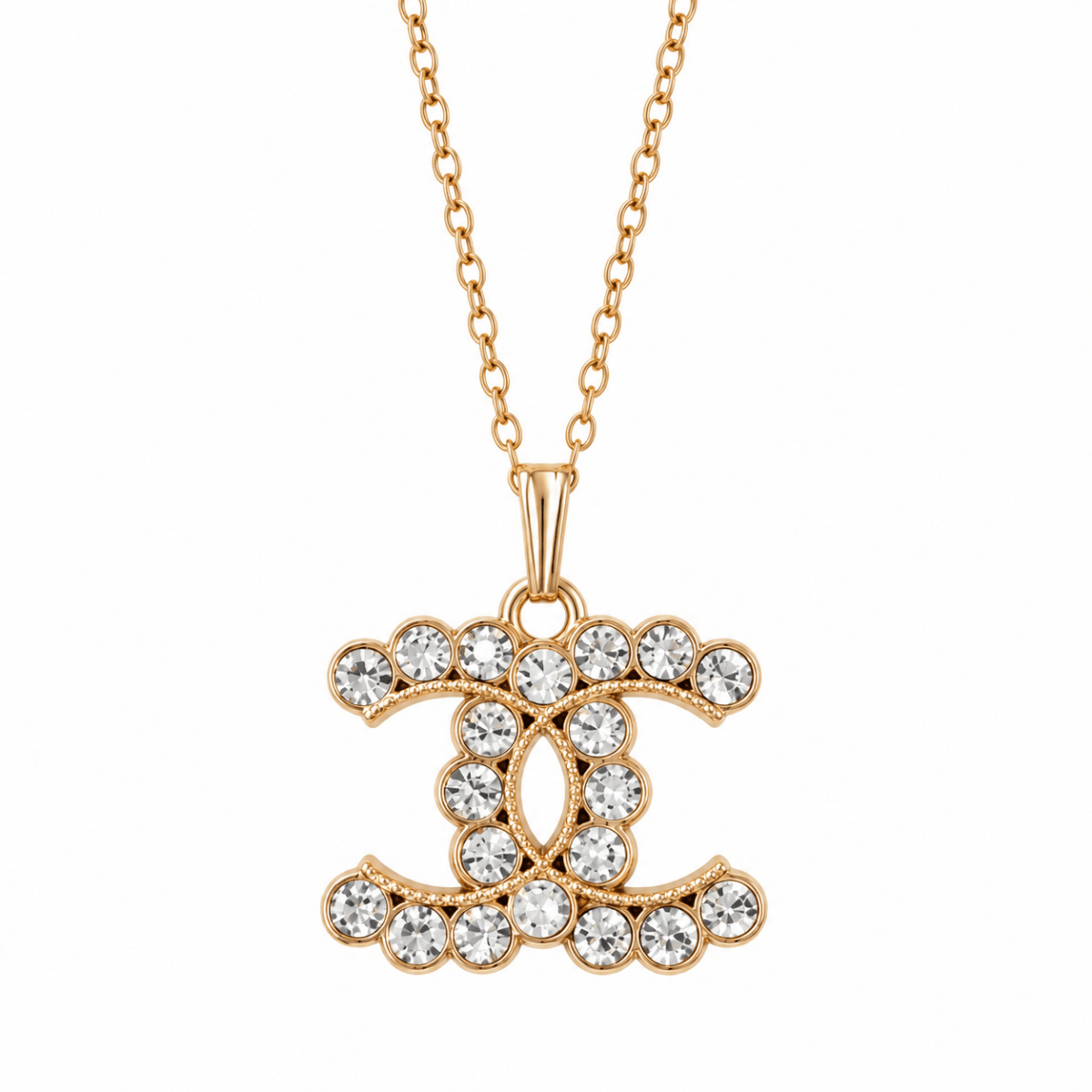 Gold and Crystal CC Necklace
