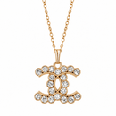 Gold and Crystal CC Necklace by Golden Girl Jewelry