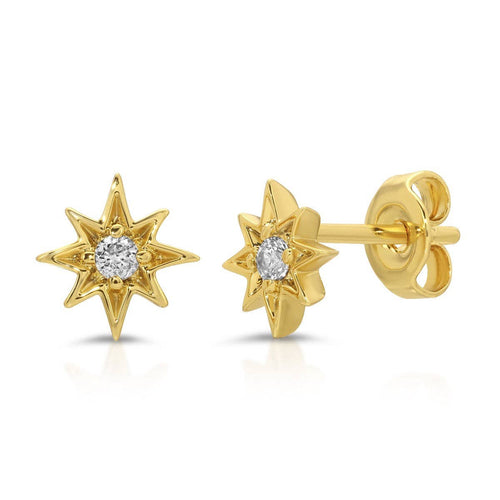 Gold and CZ North Star Studs - Red Bird Road