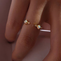 Gold Dainty Opal Cuff Ring -Size 6