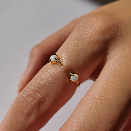 Gold Dainty Opal Cuff Ring -Size 6