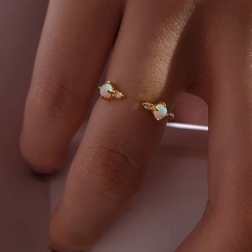 Gold Dainty Opal Cuff Ring -Size 7