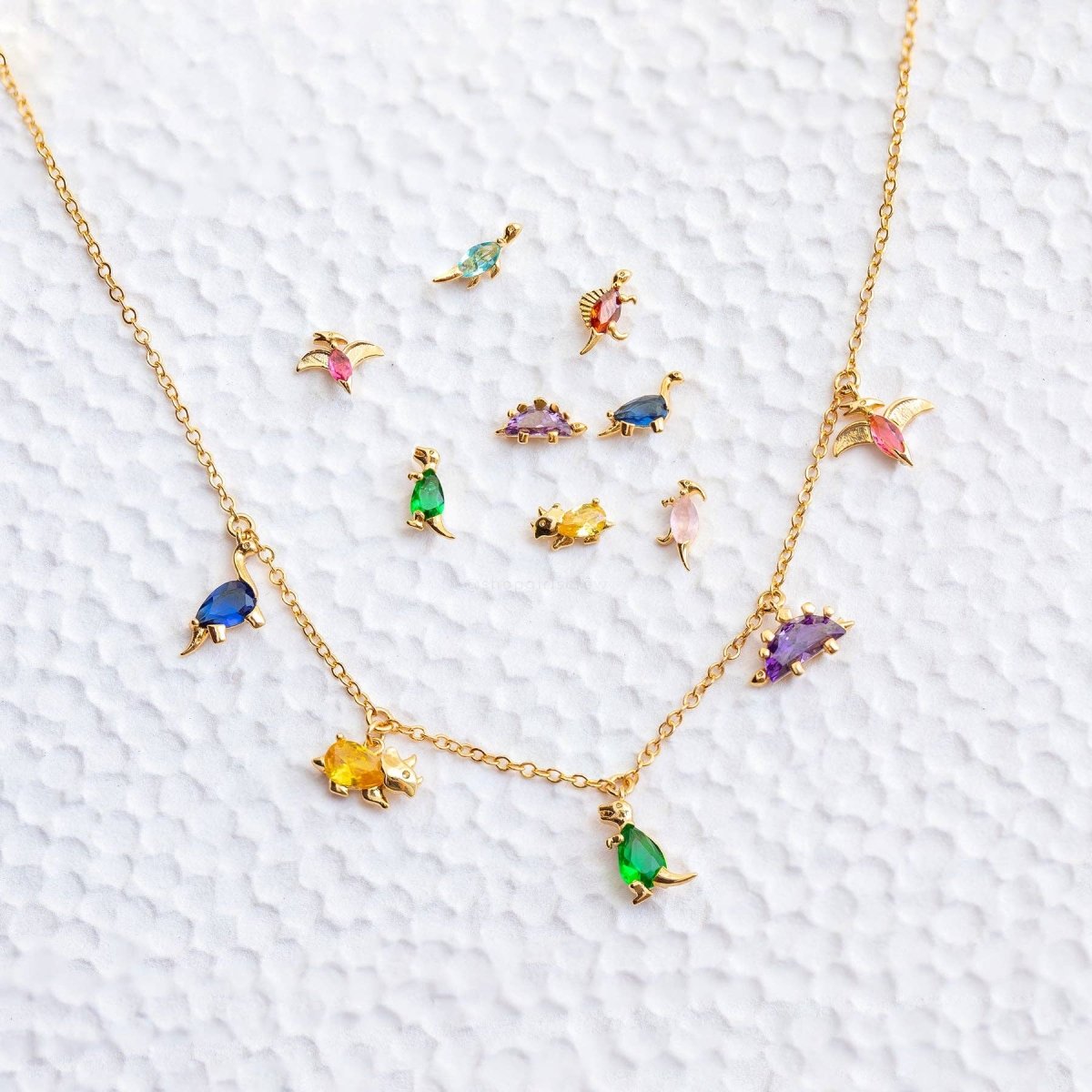 Gold Dino Rawr Necklace - Red Bird Road