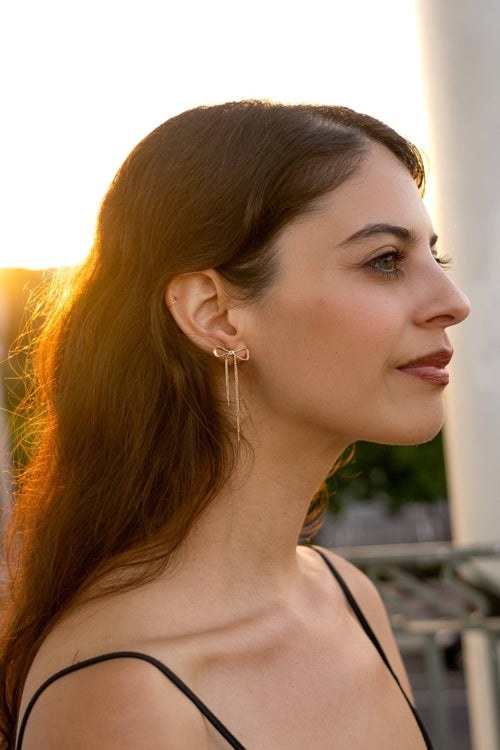 Gold Disco Bow Studs