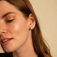 Gold Emerald Cut Ear Climbers