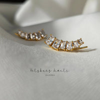 Gold Emerald Cut Ear Climbers