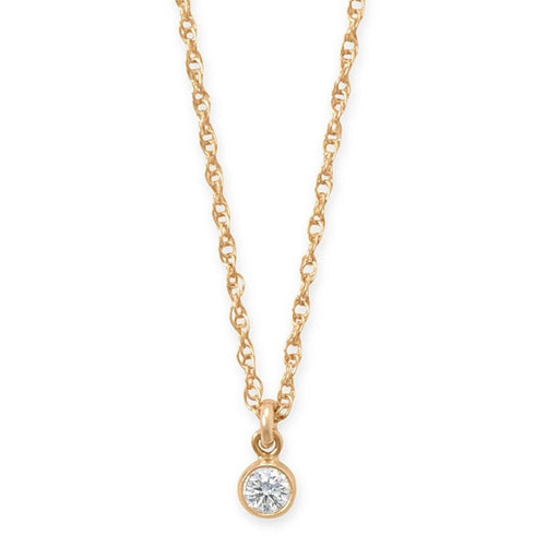 Gold Filled 3mm Lab Grown Diamond Solitaire Necklace - Red Bird Road