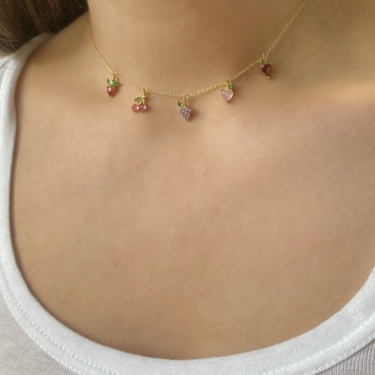 Gold Fruit Basket Necklace - Red Bird Road