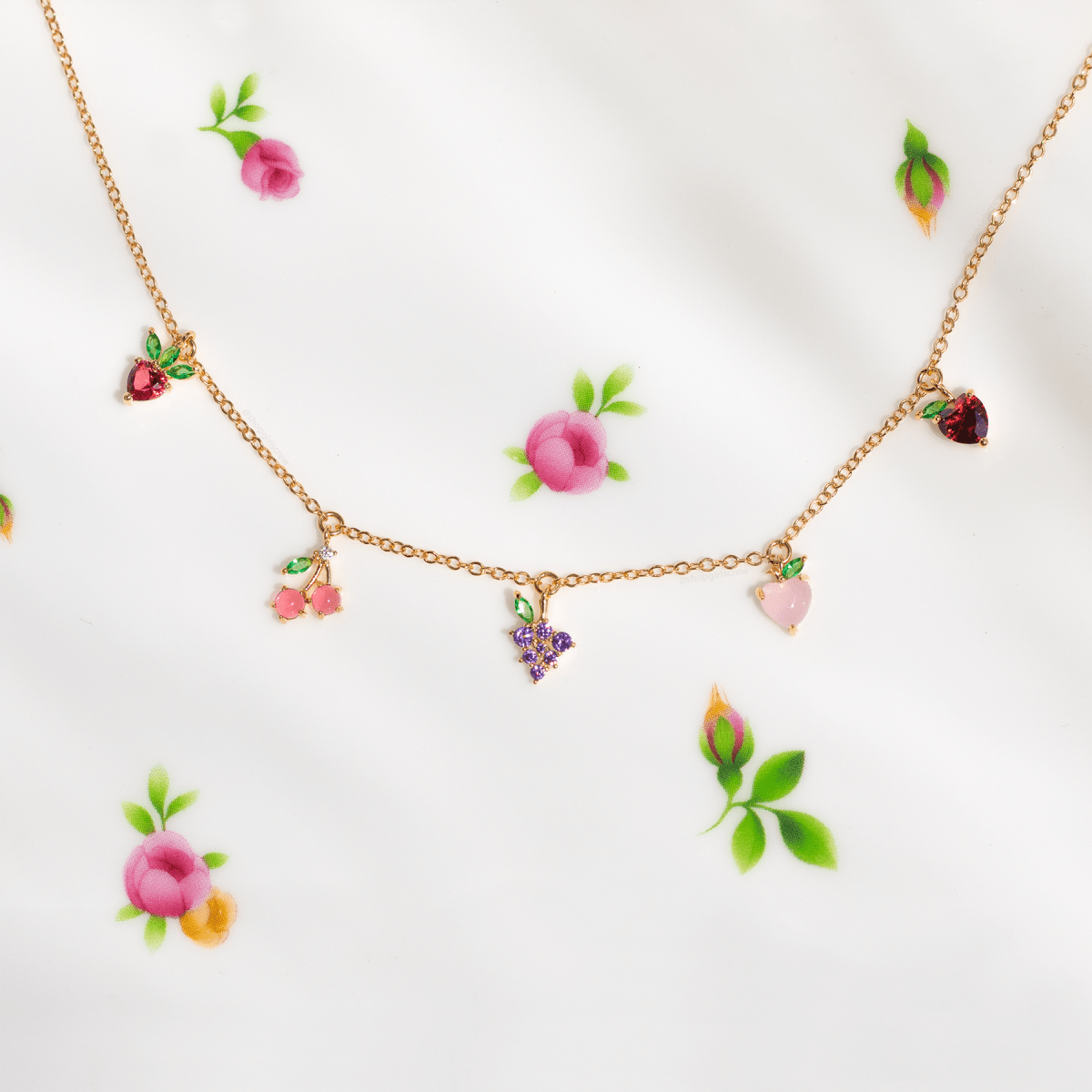 Gold Fruit Basket Necklace - Red Bird Road