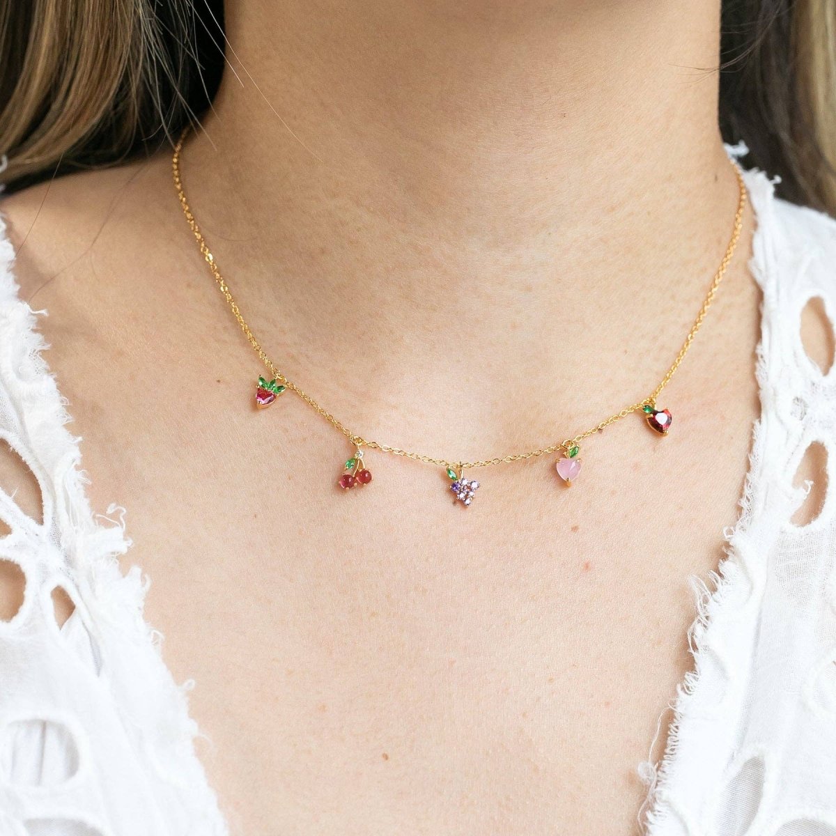 Gold Fruit Basket Necklace - Red Bird Road