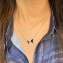 Gold Mini Cross Necklace With Crystals by Kamaria Jewelry
