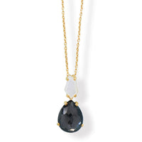 Gold Mother of Pearl and Hematite Double Pendant Necklace